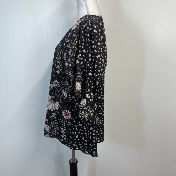 Le Gali Blouse Top size XL Black Red Purple Floral Ruffle Peasant Style Womens - Picture 6 of 9